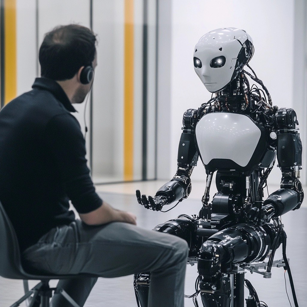 Robot being interviewed